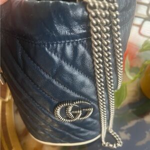 Gucci Navy Quilted Leather Bucket Bag